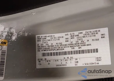 2023 Ford Bronco Outer Banks z USA, uszkodzony, nr VIN 1FMEE5DP6PLB53224